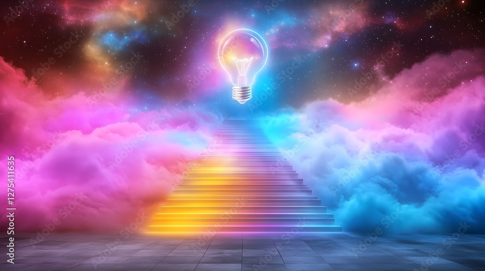 Leinwandbilder a magnificent ethereal staircase ascending into a cosmic realm surrounded by vibrant colors and swir