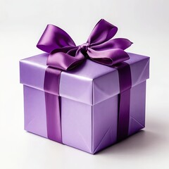 Obraz premium Purple Gift Box with Ribbon