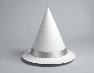 Fototapeta premium Minimalist White Cone Hat with Silver Band
