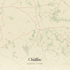 Fototapeta premium Vintage map of Chaillac, France.