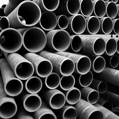 Stack of Large Industrial Pipes