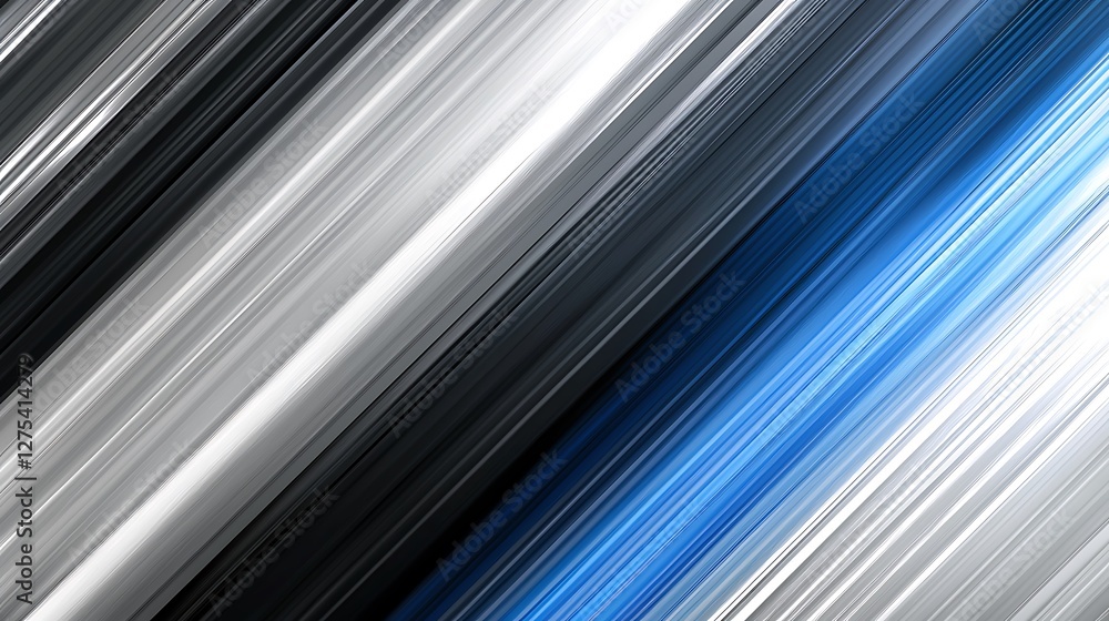 Poster abstract diagonal lines in black, white, and blue, dynamic motion background