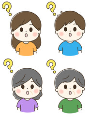 はてなと疑問の家族のイラストセット