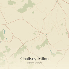 Vintage map of Chalivoy-Milon, France.