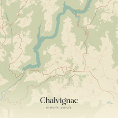 Obraz premium Vintage map of Chalvignac, France.