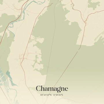 Vintage map of Chamagne, France.