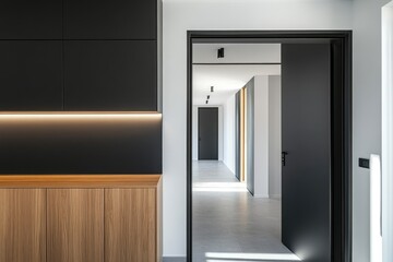 Modern Corridor Opens to Spacious Interior