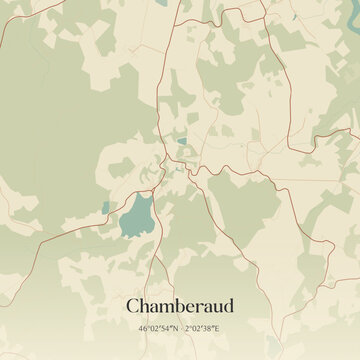 Vintage map of Chamberaud, France.