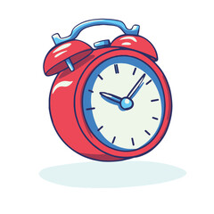 A red alarm clock is spinning on a white background