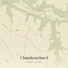Fototapeta premium Vintage map of Chambonchard, France.