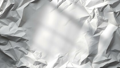 Obraz premium Crumpled white paper texture, featuring detailed folds and creases, suitable for backgrounds in creative endeavors
