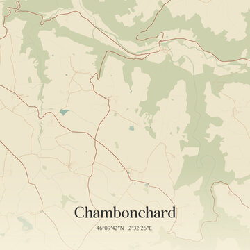 Vintage map of Chambonchard, France.