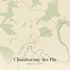 Fototapeta premium Vintage map of Chambornay-lès-Pin, France.
