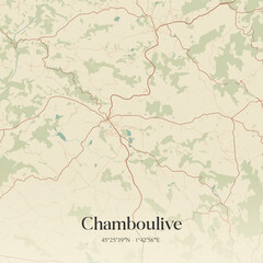 Fototapeta premium Vintage map of Chamboulive, France.