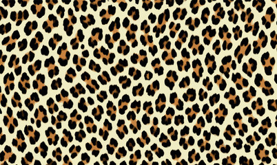 Leopard fur, animal skin texture background. Leopard skin pattern, animal fur seamless design. Leopard skin pattern, wild animal leather seamless design. Vector illustration.