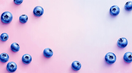 The illustration of blueberries  with copy space in the middle and lavender color background