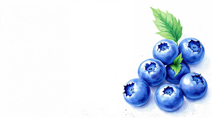 The illustration of blueberries forming a frame with copy space on white background