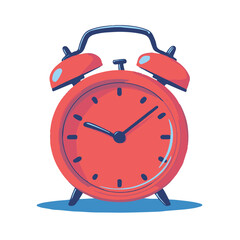 A red alarm clock is spinning on a white background