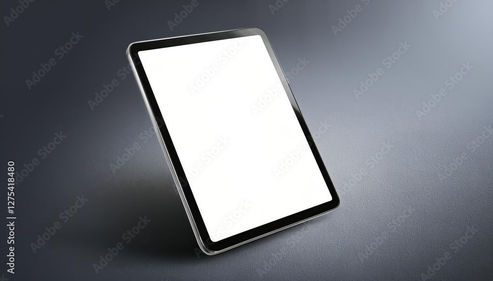 Poster minimalist perspective modern tablet in rotated position showcasing sleek design and pristine surfac