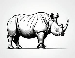 Obraz premium Rhinoceros Line Art Illustration