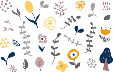 手書き風のかわいい北欧風イラスト素材セット