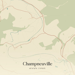 Fototapeta premium Vintage map of Champneuville, France.