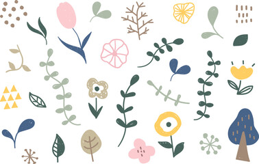 手書き風のかわいい北欧風イラスト素材セット