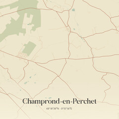 Vintage map of Champrond-en-Perchet, France.