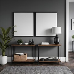 Modern Minimalist Entryway with Blank Canvas Mockup