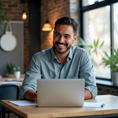 man working on laptop