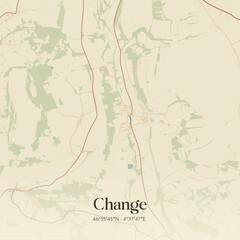 Fototapeta premium Vintage map of Change, France.