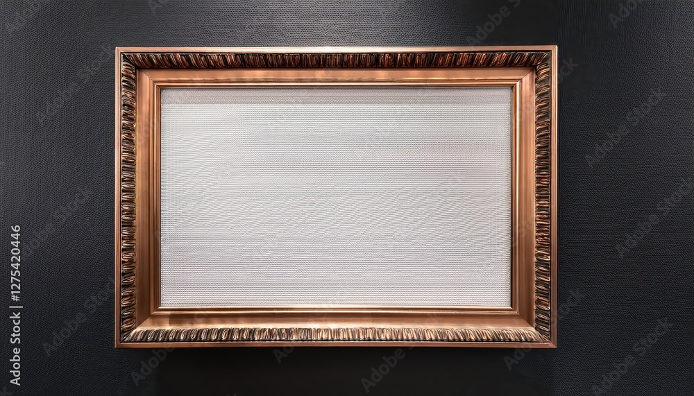 Poster 3d mockup of bronze frame on textured black wall with blank canvas elegant and timeless artistic com