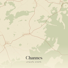 Fototapeta premium Vintage map of Channes, France.