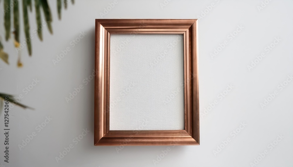 Aufkleber 3d bronzetoned mockup of vertical frame on textured white wall with empty canvas a vivid display of 