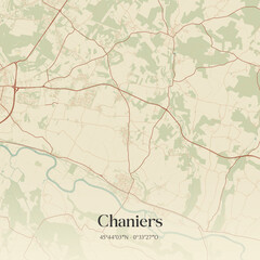 Fototapeta premium Vintage map of Chaniers, France.