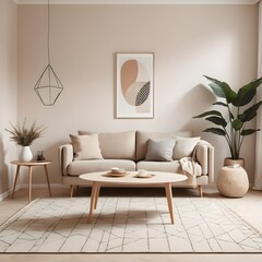 Modern Beige Living Room Interior Design
