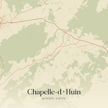 Vintage map of Chapelle-d'Huin, France.