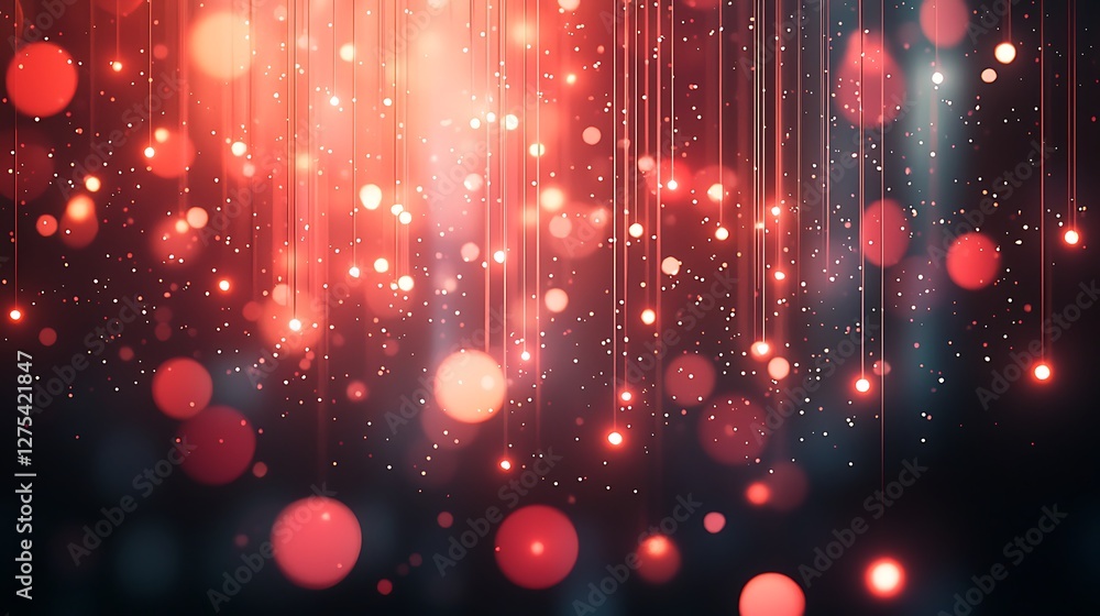 Poster Abstract glowing red bokeh lights background