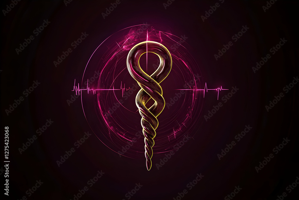 Aufkleber abstract twisted symbol on dark background. possible use graphic design, art print