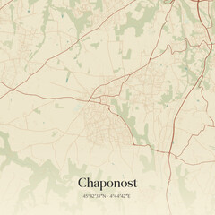 Obraz premium Vintage map of Chaponost, France.