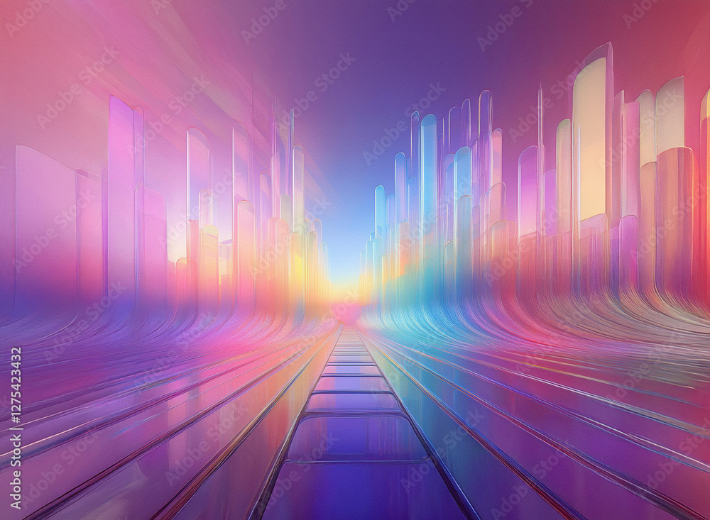 Poster abstract background featuring vibrant vertical lines in pastel shades, creating depth and a sense of