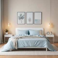 Serene Blue Bedroom Interior