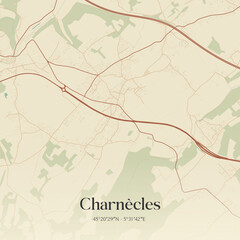 Obraz premium Vintage map of Charnècles, France.