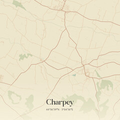 Obraz premium Vintage map of Charpey, France.