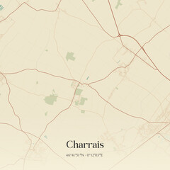 Vintage map of Charrais, France.