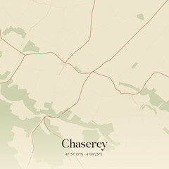 Obraz premium Vintage map of Chaserey, France.