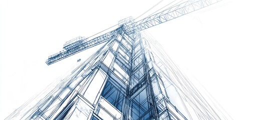 Construction crane towering over a modern building site