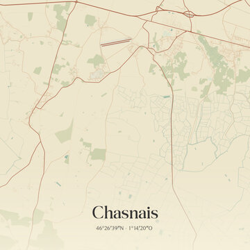 Vintage map of Chasnais, France.