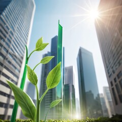 Green Sprout Growing in Modern Cityscape