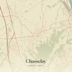Obraz premium Vintage map of Chasselay, France.